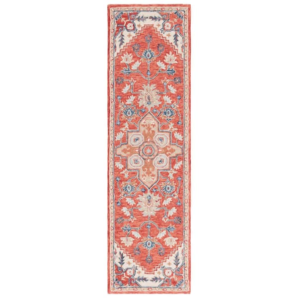 Metro Red/Beige 2 ft. x 8 ft. Medallion Ornate Diamond Runner Rug