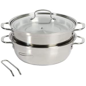 Bergner Essentials Stainless Steel Soup Pot With Tempered Glass Lid And Steamer  Insert 2.6 Qt Stainless Steel - Office Depot