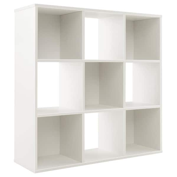 Costway 35.5 in. Wide White 3-Shelve Morden 9-Cube Kids Bookcase Toy ...