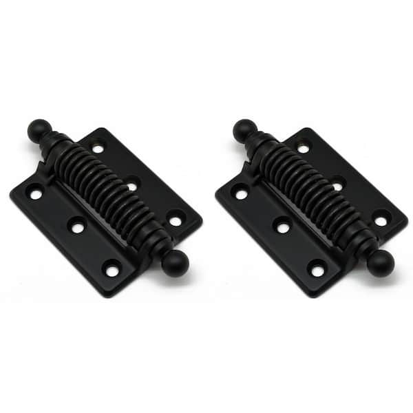 2-1/2 in. x 4-3/8 in. Solid Brass Heavy-Duty Spring Screen Door Hinge with Ball Finials in Matte Black (1-Pair)