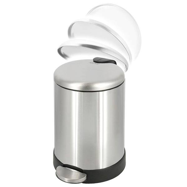 Aoibox 1.2 Gal. Round Stainless Steel Trash Can with Soft Close