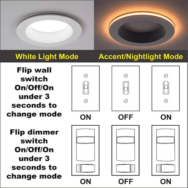 Commercial Electric - 6 in. Adjustable CCT Retrofit Integrated LED Recessed Downlight Trim with Night Light 670LM Kitchen Lighting (8-Pack)