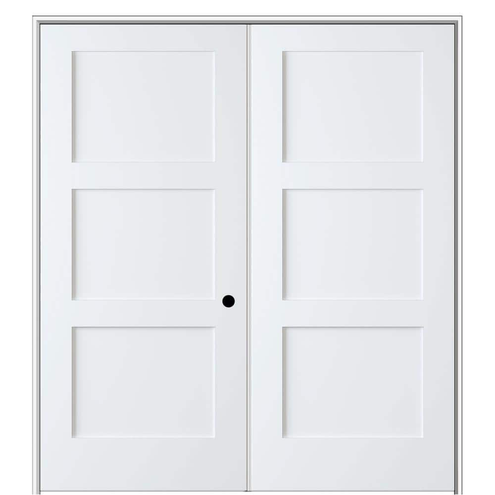 Shaker Flat Panel 64 in. x 80 in. Left Hand Solid Core Primed Composite Double Prehung French Door with 4-9/16 in. Jamb price history on PriceWatchPro