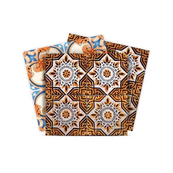 MI ALMA Orange and Yellow H211 5 in. x 5 in. Vinyl Peel and Stick Tile (24-Tiles, 4.17 sq. ft. / Pack)