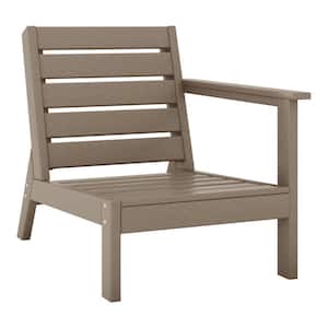 Birchwood Outdoor Patio Deep Seating HDPE Lounge Chair with Right Facing Arm in Weathered Wood