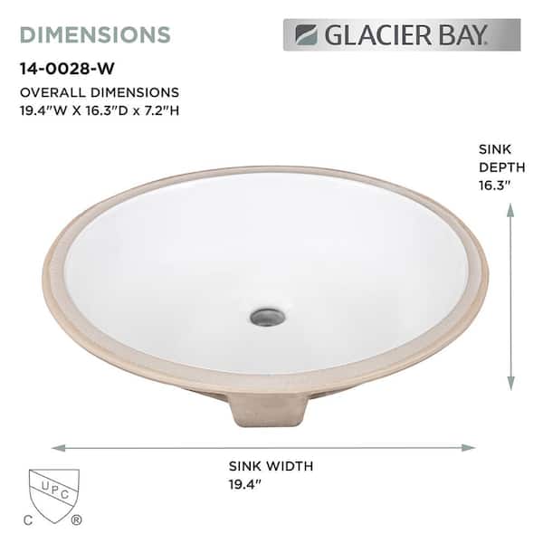 【mee..＊】② Glacier Bay 19.5 in. Undermount Oval Vitreous China Bathroom