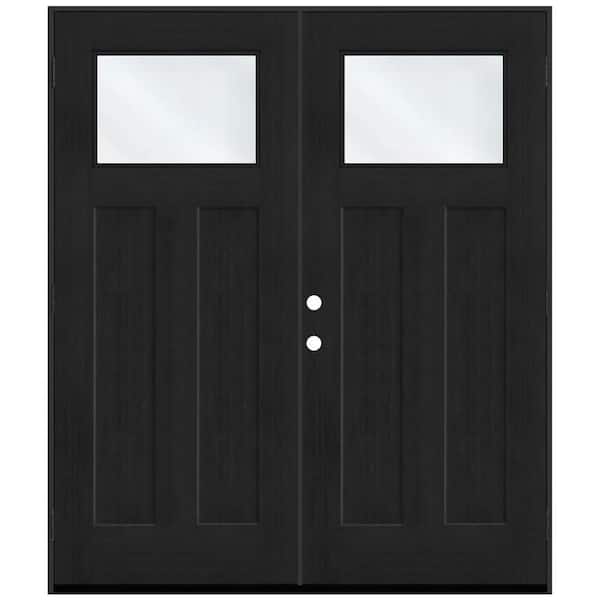 Regency 72 in. x 80 in. 1/4 TopL Clear Glass RHOS Onyx Fir Fiberglass Double Prehung Front Door with 6-9/16 Jamb
