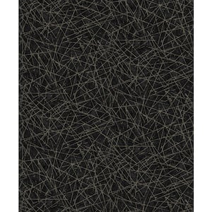 Bulan Black Abstract Lines Paper Non-Woven Wallpaper Roll