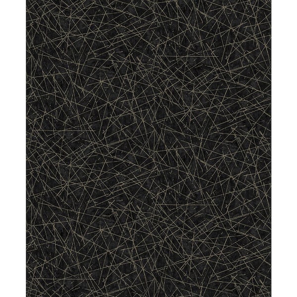A-Street Prints Bulan Black Abstract Lines Paper Non-Woven Wallpaper Roll