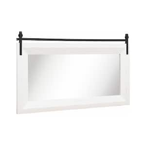 40 in. W x 25 in. H Rectangular Wood Framed Beveled Edge Wall Mount Bathroom Vanity Mirror in White