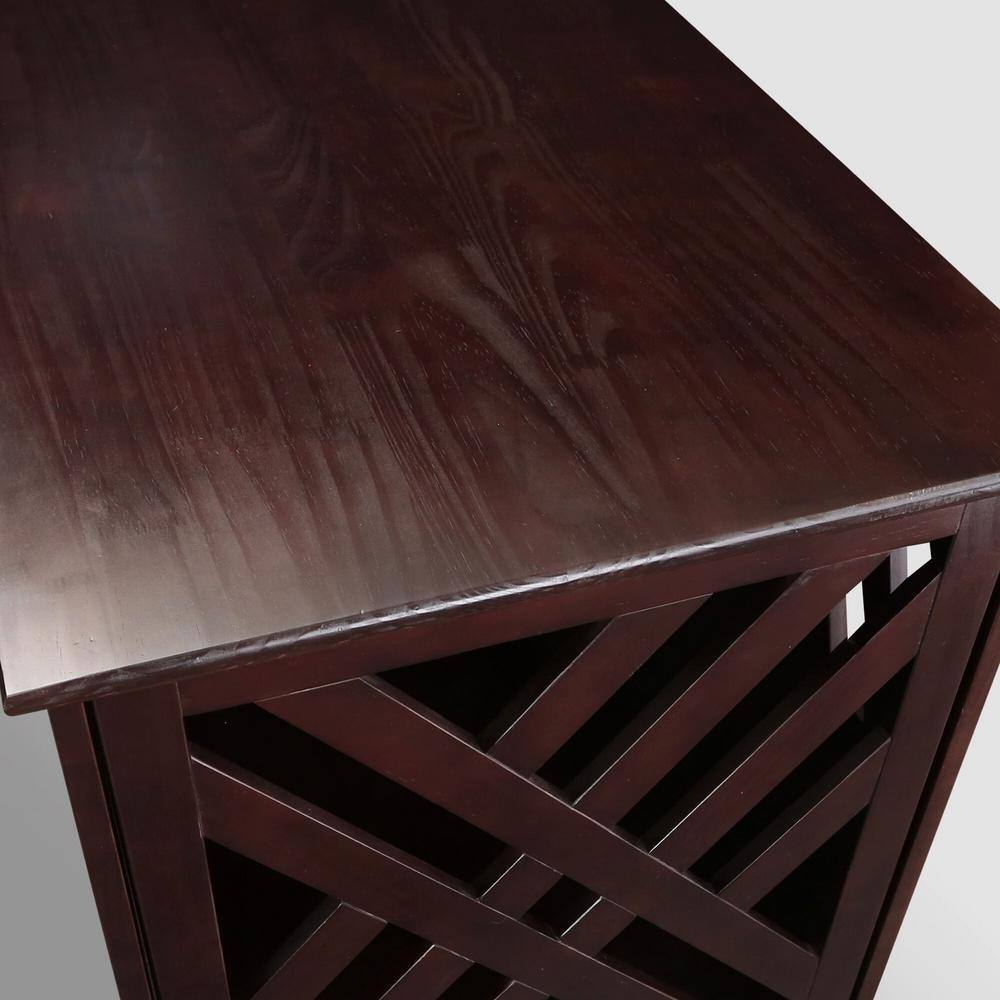 Espresso Pine Wood Lattice Pet Crate End Table