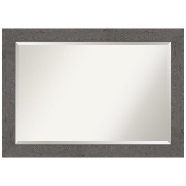 Amanti Art Medium Rectangle Distressed Grey Beveled Glass Modern Mirror (29.5 in. H x 41.5 in. W)