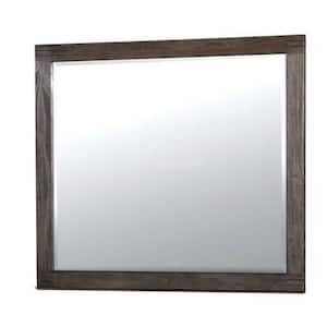 Medium Rectangle Weathered Oak Beveled Glass Classic Mirror (39 in. H x 44 in. W)