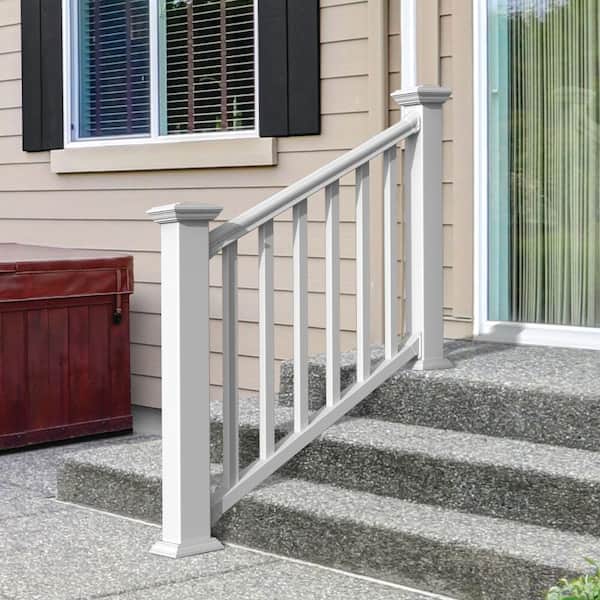 Etyldya Vinyl Stair Railing Handrail Bracket – 2”x3.5” Angled Connector – 4-Pack With Screws – Lightweight PVC