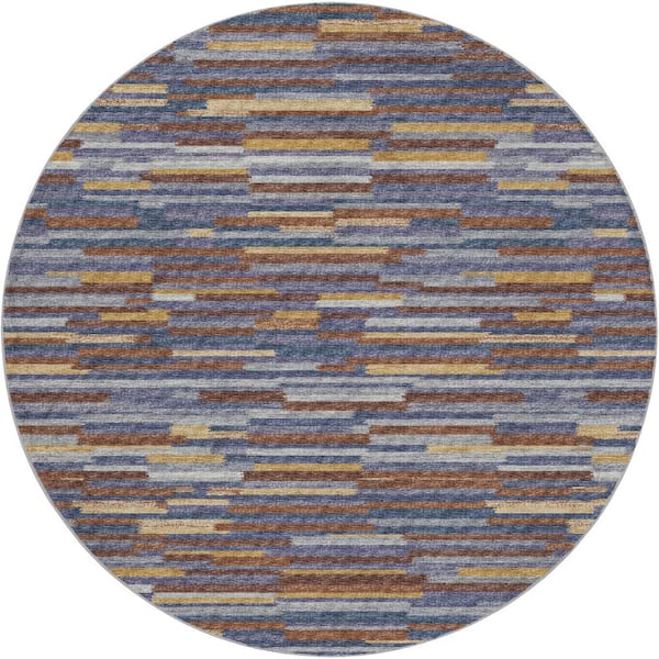 Dream Shag Premium Machine Washable Abstract ADS114 Landscape 8 ft. x 8 ft. Round Rug