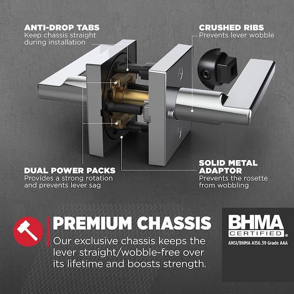 Kwikset Halifax Square Polished Chrome Privacy Bed/Bath Door