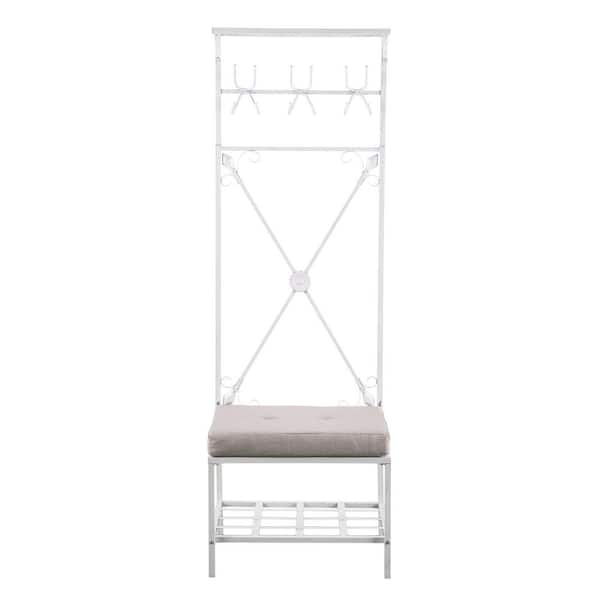 SEI FURNITURE Dovanti White Bench with Storage 72.5 in. H x 24 in. W x 19 in. D