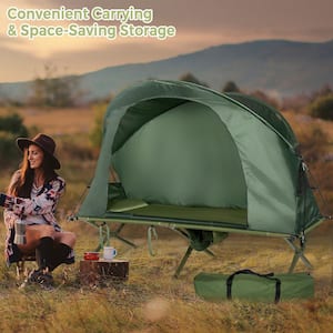 1-Person Folding Camping Tent Cot Portable Outdoor Tent for Backpacking & Hiking Green
