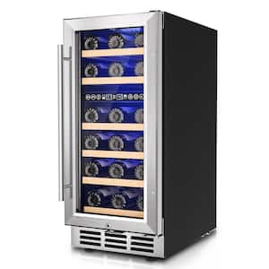 Cellar Cooling Unit 15 in. Dual Zone 30-Bottle Undercounter/ Freestanding Wine Cooler in Black, Adjustable Shelves