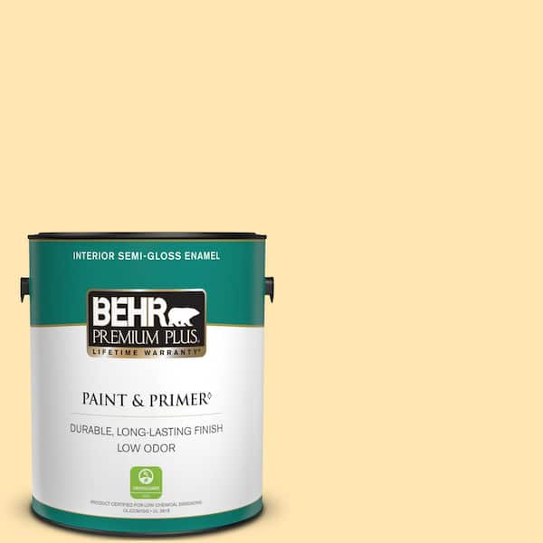 BEHR PREMIUM PLUS 1 gal. #P260-3 Vanilla Ice Cream Semi-Gloss Enamel Low  Odor Interior Paint & Primer 305001 - The Home Depot