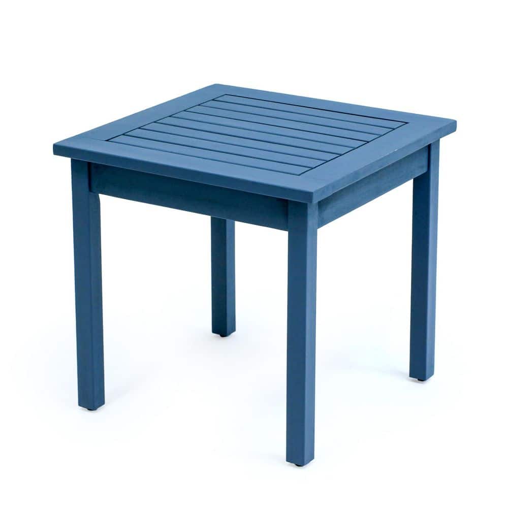 Archer 18.9 in. Modern Classic Square Slatted Solid Acacia Wood Indoor/Outdoor Adirondack Side Table, Nautical Blue price history on PriceWatchPro