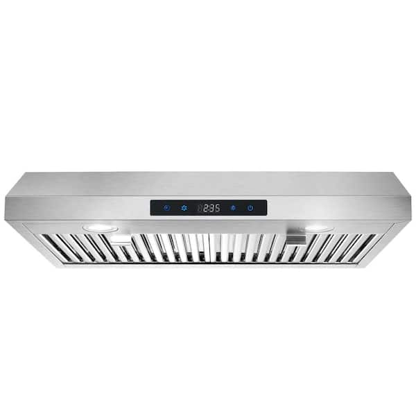 Unbranded 30 in. 500 CFM Ductless Range Hood Under Cabinet Stainless Steel Vent Hood Silver 3-Speeds