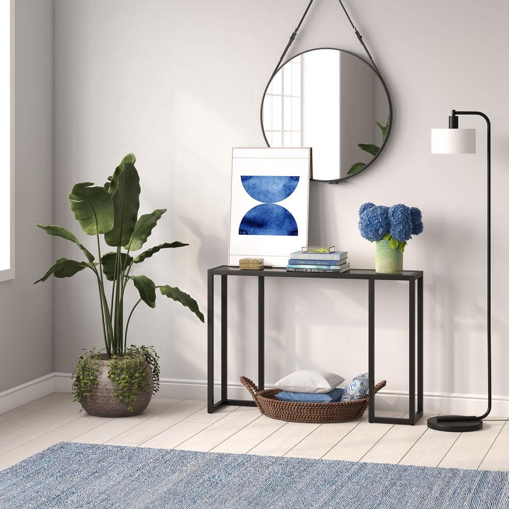 Oscar Blackened Bronze Glass Hallway Table with Storage