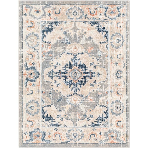 Artistic Weavers Santana Taupe/Blue 4 ft. x 6 ft. Medallion Indoor Area Rug