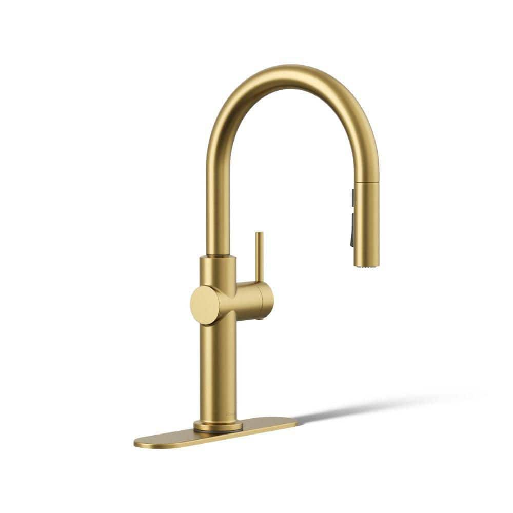 Crue 1-Handle Pull Down Sprayer Kitchen Faucet In Vibrant Brushed Moderne Brass price history on PriceWatchPro
