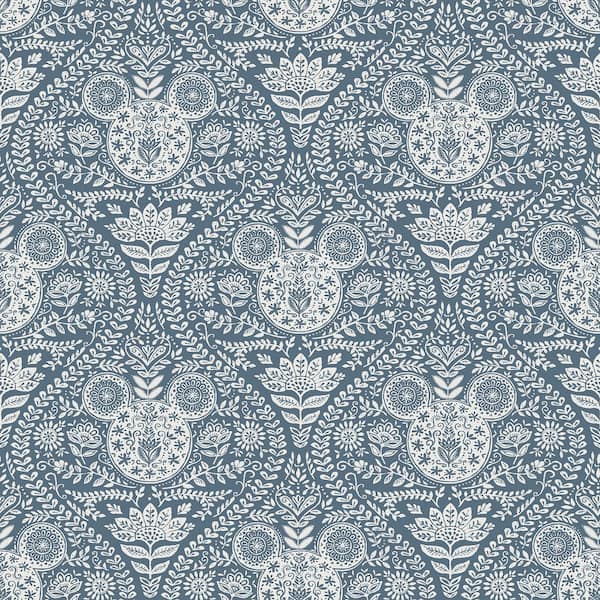 RoomMates Disney Mickey Mouse Blue Block Print Peel and Stick Wallpaper