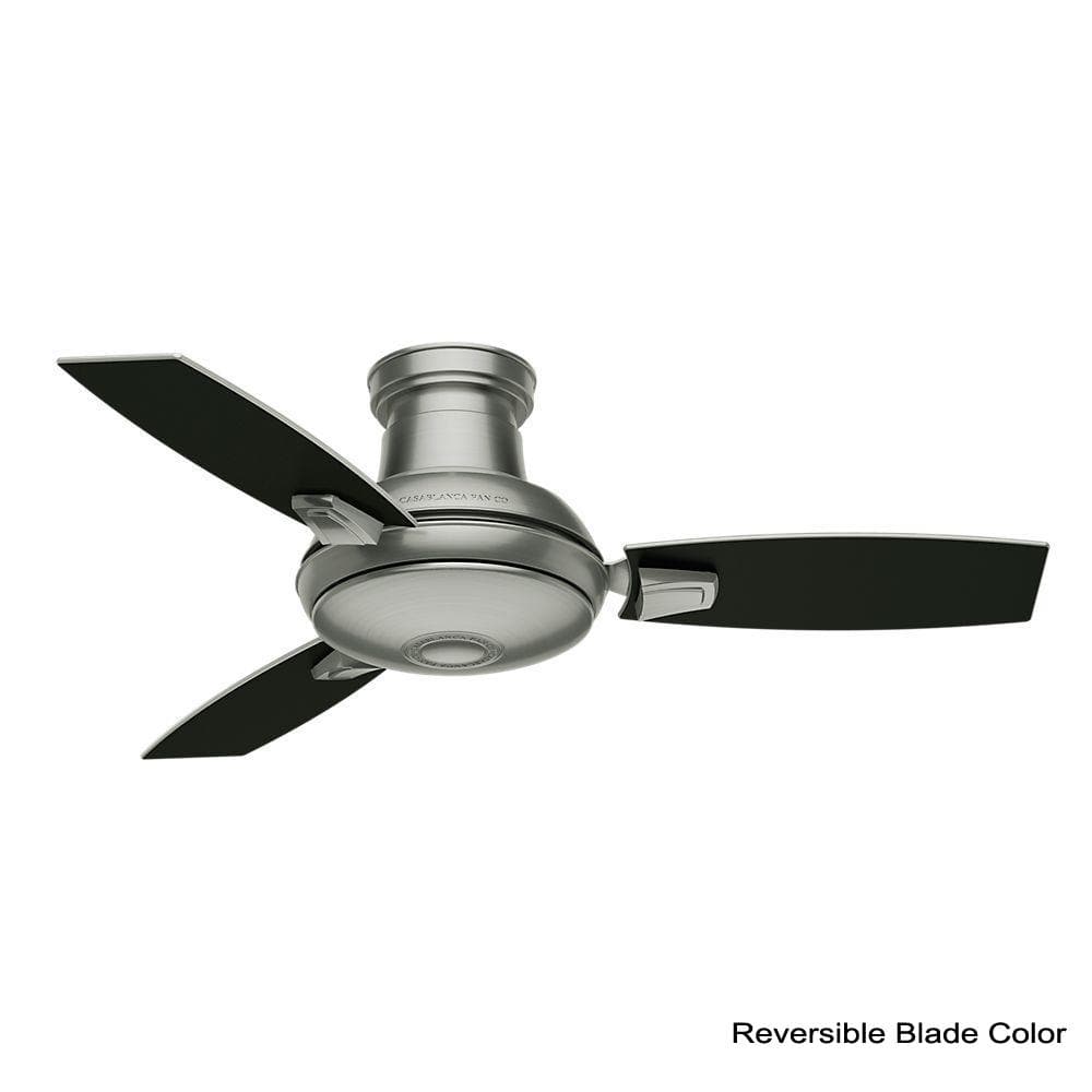 44" Satin Nickel Modern Ceiling Fan with LED Light and Remote