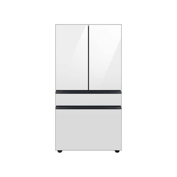 Bespoke 36 in. 23 cu. ft. Counter Depth 4-Door French Door Smart Refrigerator in White Glass with Beverage Center
