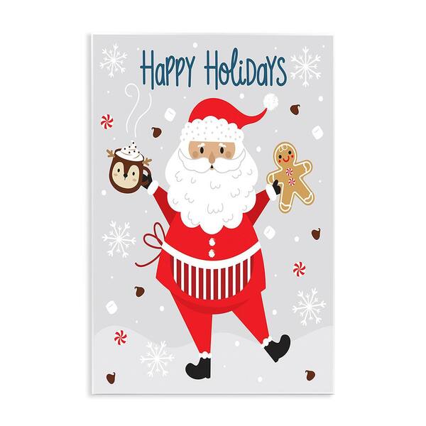 Stupell Industries Santa with Cocoa and Cookie by Ilis Aviles 1-Piece Unframed Graphic Print People Poster Art Print 19 in. x 13 in.