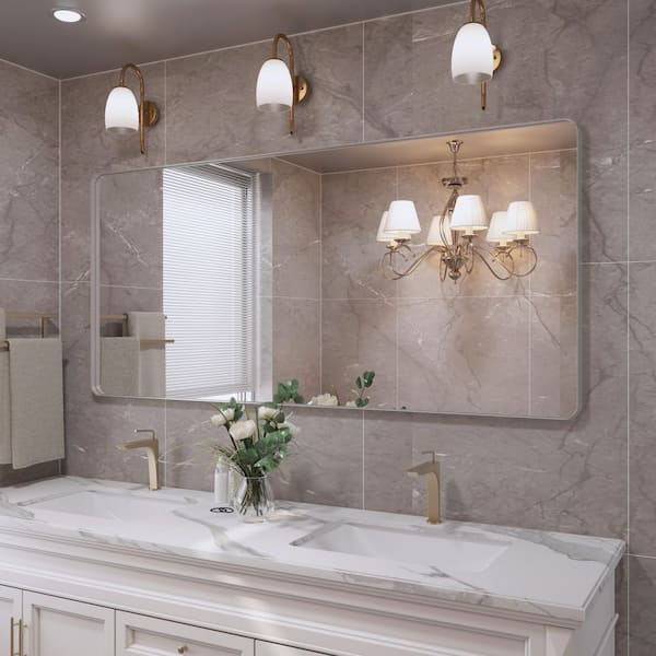QuivaraView 60 in. W x 28 in. H Premium Aluminum Framed Rectangular Bathroom Vanity Wall Mirror in Brushed Nichel