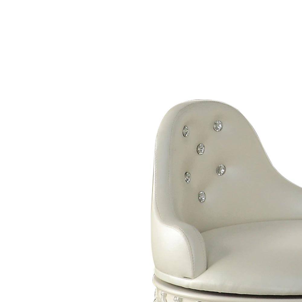 Ivory Swivel Vanity Chair with Crystal Tufting