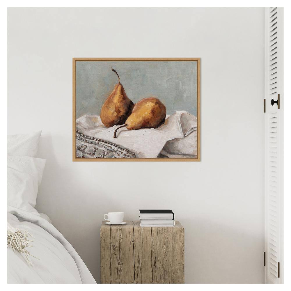 Pair of Pears II Brown Framed Canvas Wall Art Print
