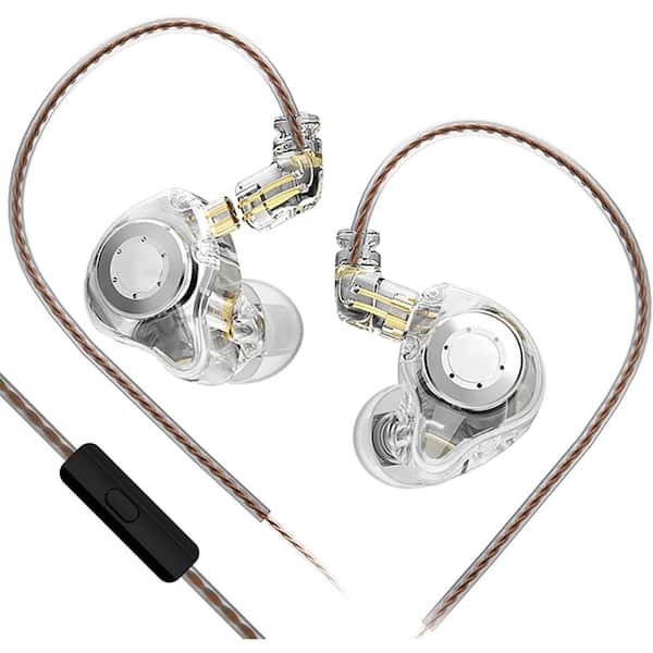 High-Quality Earphones with Microphone Dual DD HiFi Stereo Sound Wired Earphone Noise Cancelling Ear Buds in White