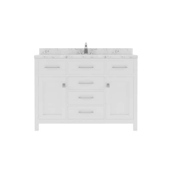 Virtu USA Caroline 48 in. W x 22 in. D x 35 in. H Single Sink Bath Vanity in White with Quartz Top