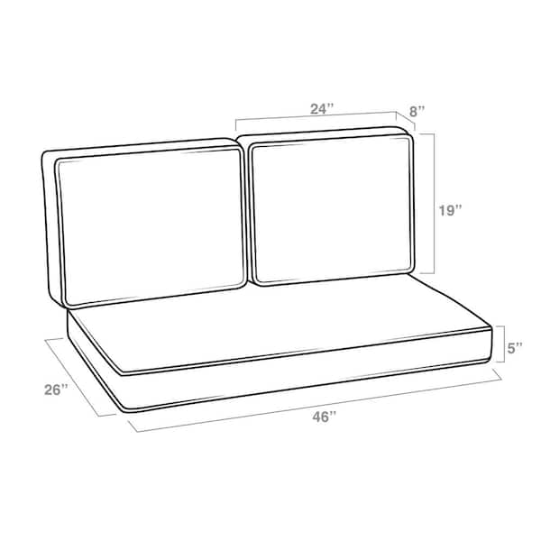 Loveseat Cushions Set 46.5x24.4x3.9 Deep Seating Bench Chair