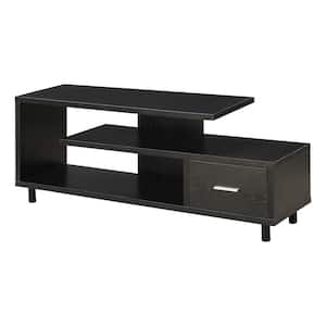 Seal II 59 in. Black Melamine Particle Board TV Stand with 1 Drawer Fits TVs Up to 65 in. with Cable Management