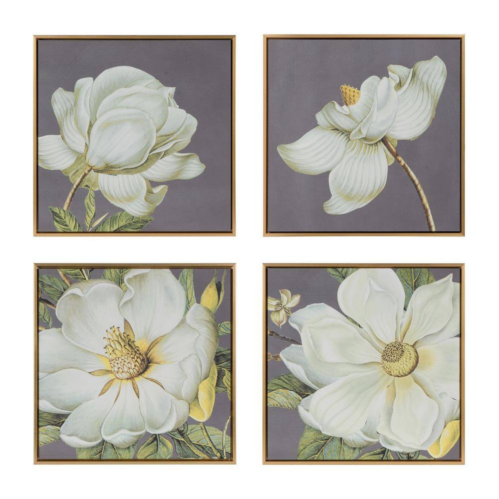 Anky Framed Art Print 19.7 in. x 19.7 in. Set of 4 White and Gold Botanical Wall Art Prints price history on PriceWatchPro