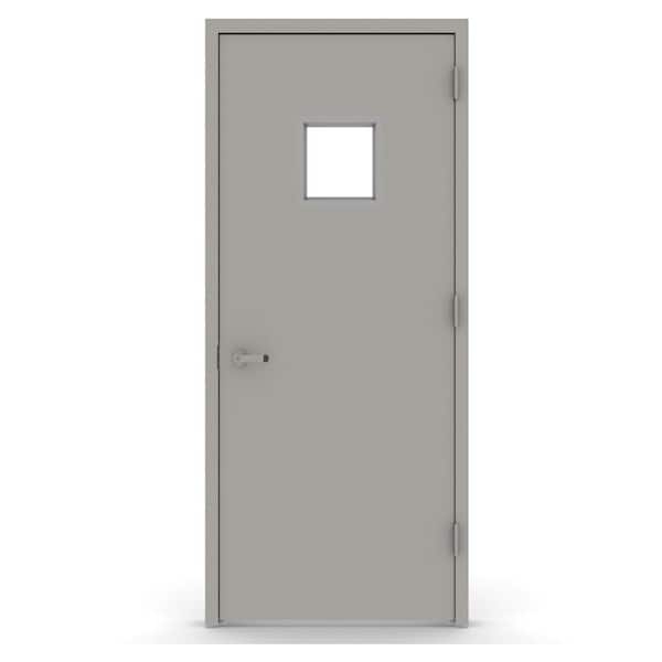 L.I.F Industries 36 in. x 80 in. Vision Lite 1010 Left-Hand Steel Prehung Commercial Door with Welded Frame