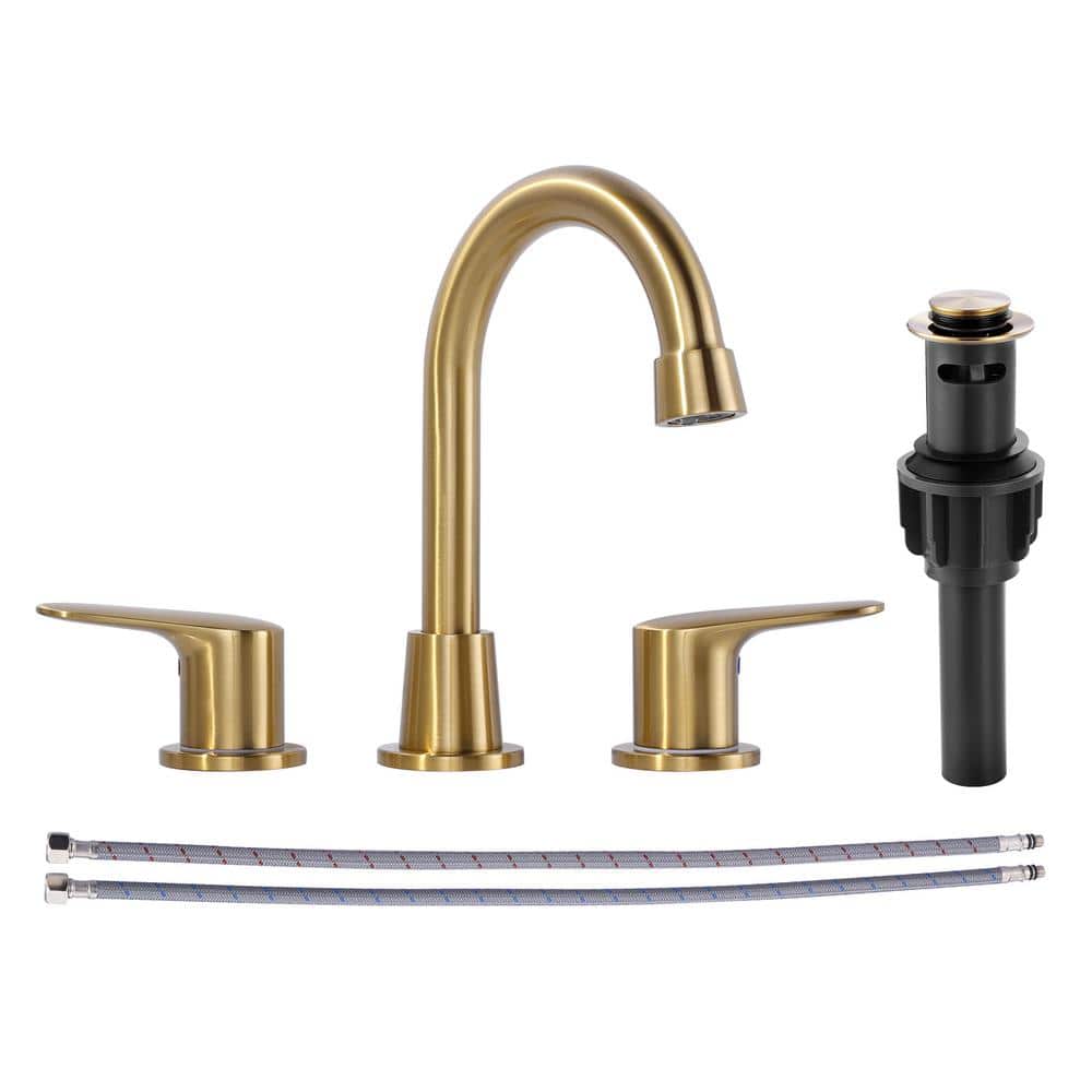 8 in. Widespread Double Handle Bathroom Faucet with Drain Kit Included in Gold price history on PriceWatchPro