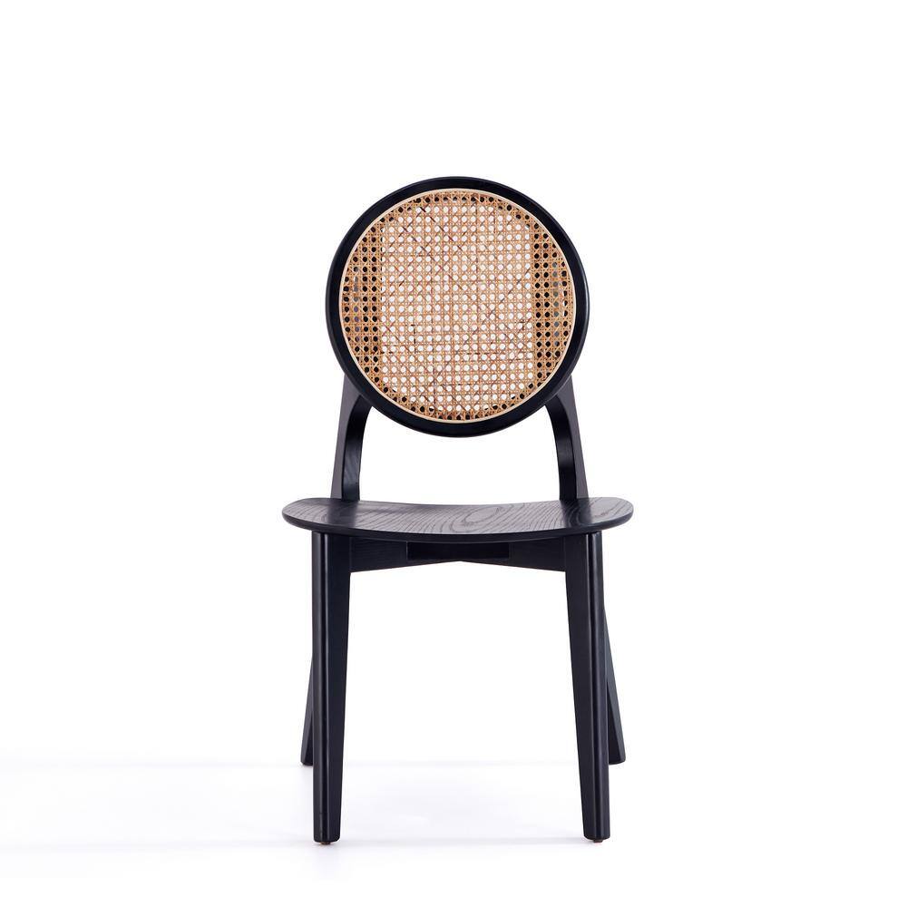 Black and Natural Cane Wood Side Chair