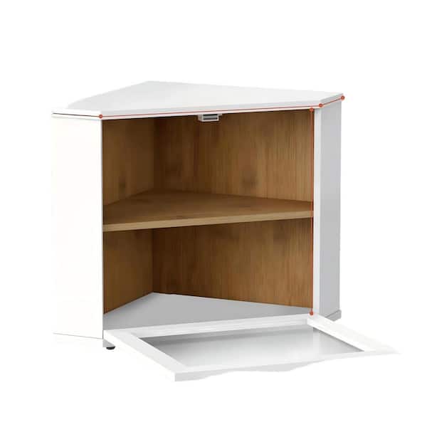 Bamboo Large Corner Bread Box for Kitchen Countertop, Bread Storage Container for Homemade Bread, White