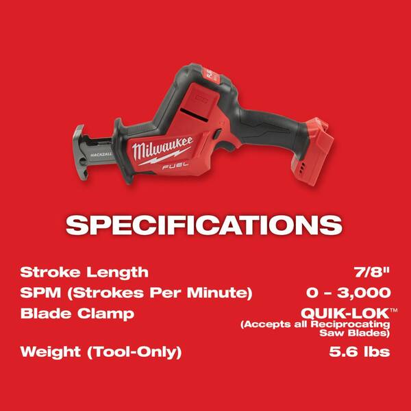 Milwaukee M18 FUEL 18V Lithium-Ion Brushless Cordless Deep Cut Band Saw  with M18 FUEL HACKZALL Reciprocating Saw 2729-20-2719-20 The Home Depot