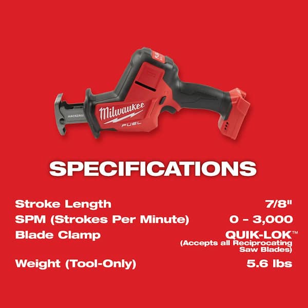 Milwaukee M18 FUEL 18-Volt Lithium-Ion Brushless Cordless HACKZALL Reciprocating  Saw with 5.0Ah Battery  Sawzall Blade Set 2719-20-48-11-1850-49-22-1110F  The Home Depot