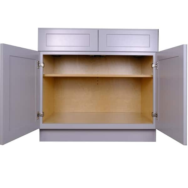 Bremen Cabinetry Bremen 42 in. W x 24 in. D x 34.5 in. H Gray Plywood Assembled Sink Base Kitchen Cabinet with Soft Close