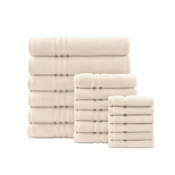 Home Decorators Collection Turkish Cotton Ultra Soft Almond Biscotti Ivory 18-Piece Bath Sheet Towel Set