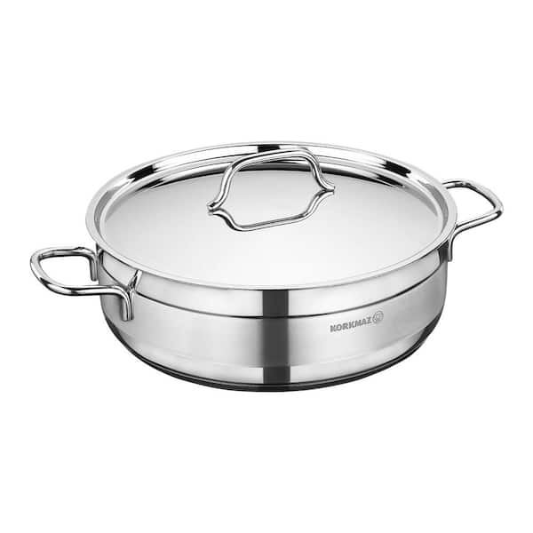 Korkmaz Alfa 2-Piece 3.5 Liter Stainless Steel Low Casserole Dish with Lid